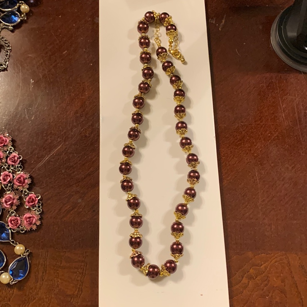 Golden Brown Glass Rondel Necklace